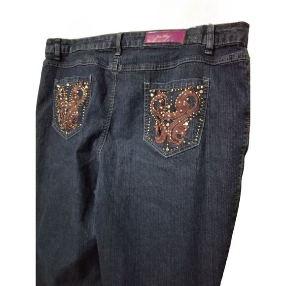 Jeanbay Embellished Denim Jeans With Intricate Back Pocket Design Plus Size 22W - Picture 4 of 7